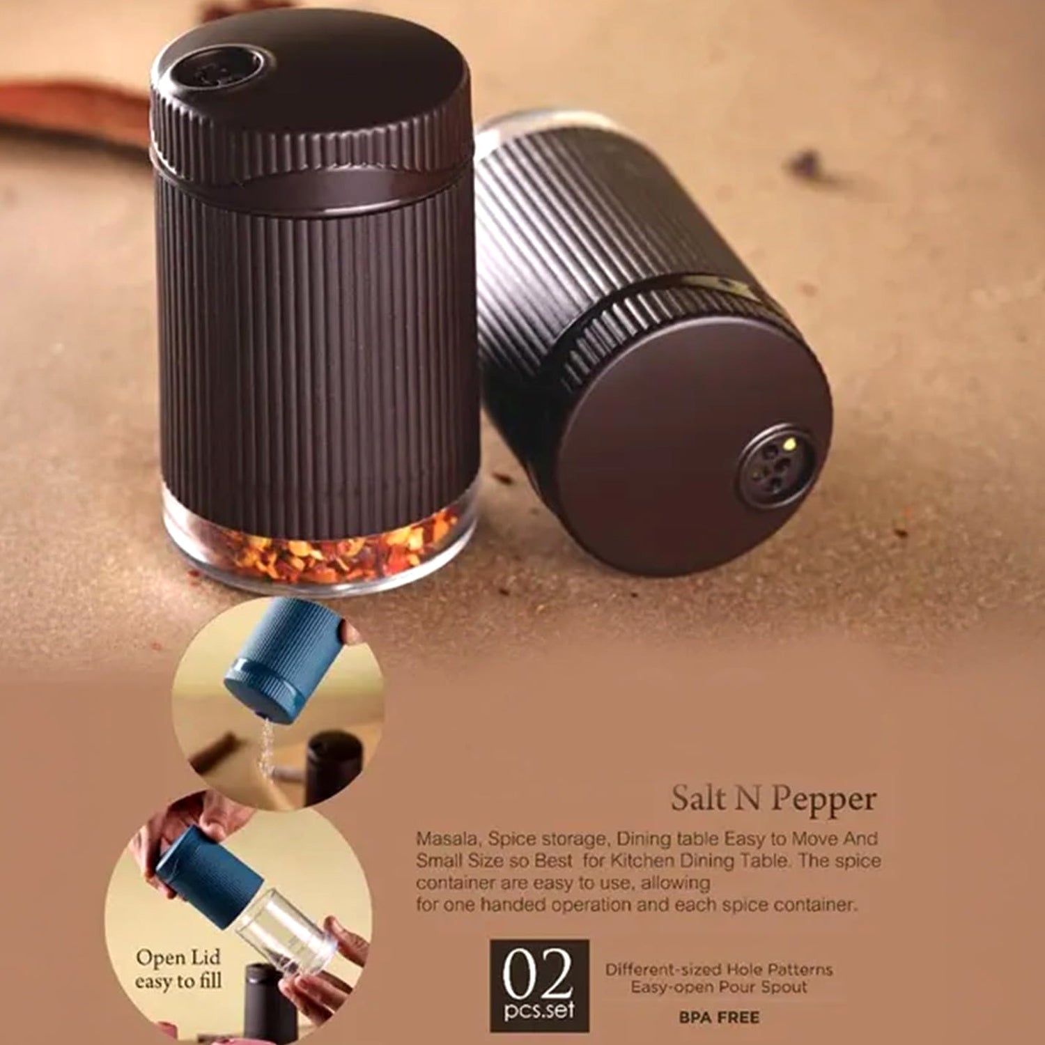 Supermom Linoo Salt & Pepper Dispenser Set (2 Pc) Supermom Linoo Salt & Pepper Dispenser Set (2 Pc)